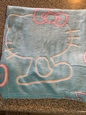 Limited Edition Hello Kitty Blue Plush Throw Blanket